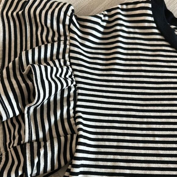 Current/Elliott Women’s Black and White Striped Puff Sleeve Top - Size 0 - Picture 3 of 6